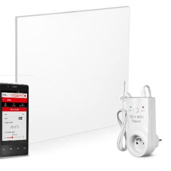 ZESTAW. Polski panel grzewczy Premium Radius+ 950W + sterownik czasowy WiFi