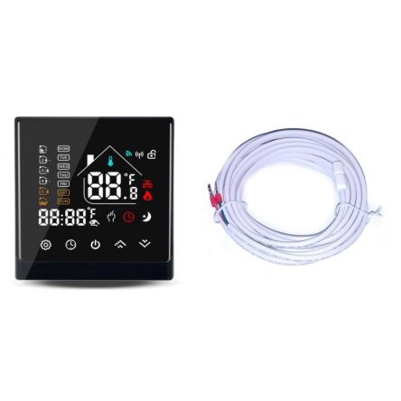 Inteligentny termostat z Wifi do ogrzewania podłogowego i paneli na podczerwień. Czarny.