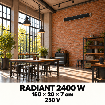 RADIANT 2400 W – przemysłowy panel grzewczy na podczerwień, 230 V, czarny